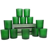 Green Frosted Glass Tea Light Holder - Small 6.5cm - Green Eco Garden Theme Party Event