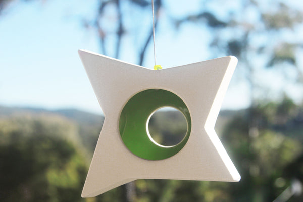 Hanging Candle Holder- Star - Outdoor/Indoor - Green n White - Outdoor garden decor
