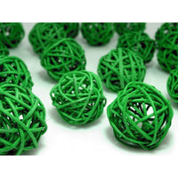 Green Natural Cane Wicker Rattan Ball Style -2m Long Battery Powered fairy lights xmas party event table centrepiece decor