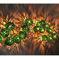 Green Natural Cane Wicker Rattan Ball Style -2m Long Battery Powered fairy lights xmas party event table centrepiece decor