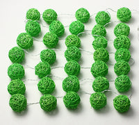 Green Natural Cane Wicker Rattan Ball Style -2m Long Battery Powered fairy lights xmas party event table centrepiece decor