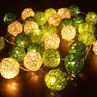 Green and White Cane Wicker Rattan Ball Style -5m Long Battery Powered fairy lights xmas garden eco party event table centrepiece decor