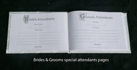 Wedding Guest Book White Hardcover Register Anniversary Birthday Elegant Matching Silver Pen and Pen Stand