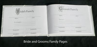 Wedding Guest Book White Hardcover Register Anniversary Birthday Elegant Matching Silver Pen and Pen Stand