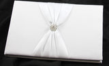 Wedding Guest Book White Hardcover Register Anniversary Birthday Elegant Matching Silver Pen and Pen Stand
