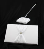 Wedding Guest Book White Hardcover Register Anniversary Birthday Elegant Matching Silver Pen and Pen Stand