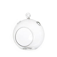 10cm Hanging Clear Glass Candle Holder- Ball - Outdoor or Indoor