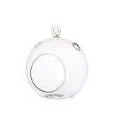 10cm Hanging Clear Glass Candle Holder- Ball - Outdoor or Indoor
