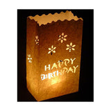 Happy Birthday White Tealight Candle Lantern Paper Party Safe Bag - 10 Pack