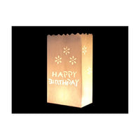 Happy Birthday White Tealight Candle Lantern Paper Party Safe Bag - 10 Pack
