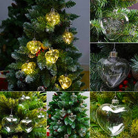 8cm Heart Glass Memory Bauble With LED Lights - Table Xmas Wedding Valentines Loved One Centrepiece decoration - Add your personal touch