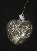 8cm Heart Glass Memory Bauble With LED Lights - Table Xmas Wedding Valentines Loved One Centrepiece decoration - Add your personal touch