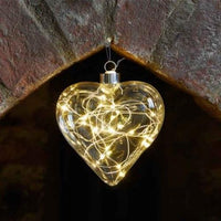8cm Heart Glass Memory Bauble With LED Lights - Table Xmas Wedding Valentines Loved One Centrepiece decoration - Add your personal touch