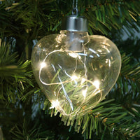 8cm Heart Glass Memory Bauble With LED Lights - Table Xmas Wedding Valentines Loved One Centrepiece decoration - Add your personal touch