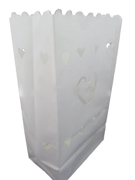 Heart in Hearts White Candle Bag Lantern Bags Wedding Party Favor  -  Function Ceremony Decoration - 10 Pack