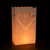 Large Heart of Hearts White Lantern Candle Paper Bags - Garden Wedding Decoration - 10 Pack