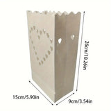 Large Heart of Hearts White Lantern Candle Paper Bags - Garden Wedding Decoration - 10 Pack