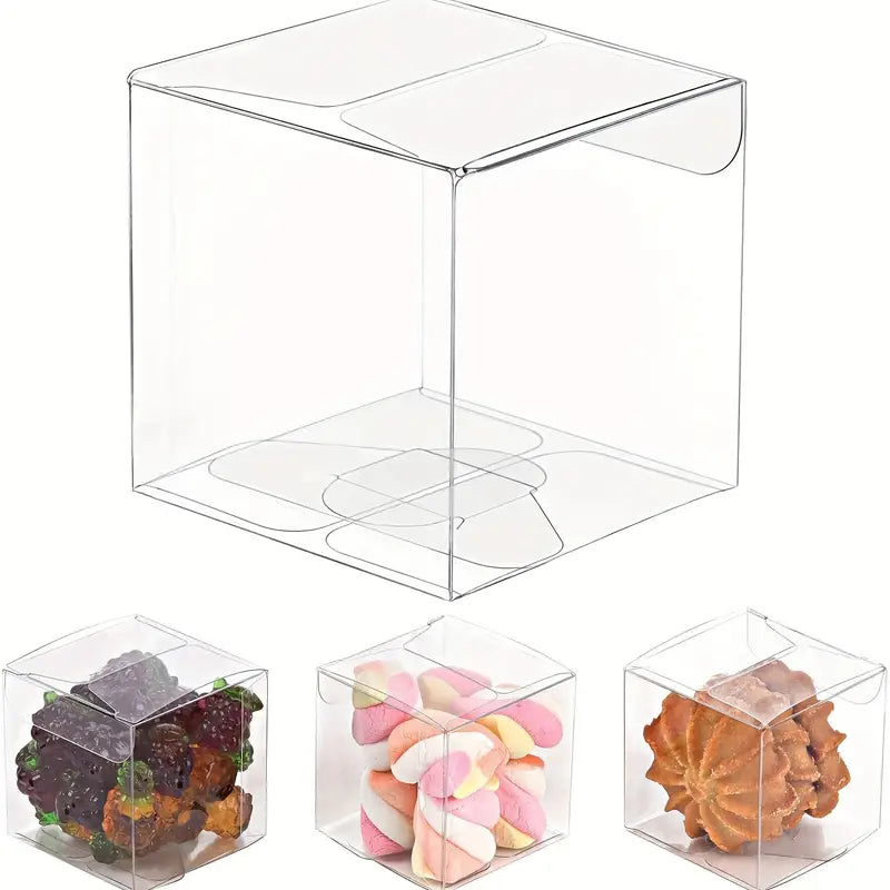 thumbnail image 2 of 75 Pack Clear PVC Plastic Gift Boxes – 8cm Cube, For Bomboniere, Party Favors 2 of 6