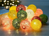 Multi Coloured Cotton Ball Mix, 5cm Balls - 5 metre Long Battery Powered Wire String -   birthday xmas party event night lights