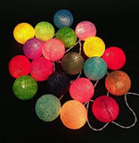 Multi Coloured Cotton Ball Mix, 5cm Balls - 5 metre Long Battery Powered Wire String -   birthday xmas party event night lights
