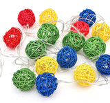 Multicoloured Rainbow Cane Wicker Rattan Ball Style - 2m Long Battery Powered fairy lights xmas birthday party event table centrepiece decor