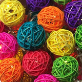 Multicoloured Rainbow Cane Wicker Rattan Ball Style - 2m Long Battery Powered fairy lights xmas birthday party event table centrepiece decor