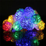 Multicoloured Rainbow Cane Wicker Rattan Ball Style - 2m Long Battery Powered fairy lights xmas birthday party event table centrepiece decor