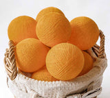 Orange Cotton Ball - 5cm Balls - 5 metre Long Battery Powered Wire String -   birthday xmas party event night lights