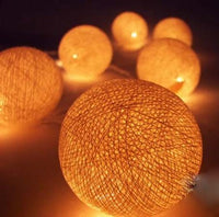 Orange Cotton Ball - 5cm Balls - 5 metre Long Battery Powered Wire String -   birthday xmas party event night lights