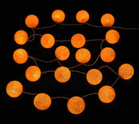 Orange Cotton Ball - 5cm Balls - 5 metre Long Battery Powered Wire String -   birthday xmas party event night lights