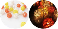 Orange and White Cane Wicker Rattan Ball Style - 5m Long Battery Powered fairy lights xmas birthday party event table centrepiece decoration