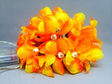 Orange Tropical Frangipani String Lights - LED Battery Power fairy lights - 5 Metre long - floral party decor gift