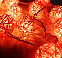 Orange Cane Wicker Rattan Ball Style - 5m Long Battery Powered fairy lights xmas birthday party event table centrepiece decoration