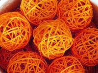 Orange Cane Wicker Rattan Ball Style - 5m Long Battery Powered fairy lights xmas birthday party event table centrepiece decoration