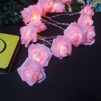 Pink roses table decoration or centrepiece - 5 Metre Long battery powered string fairy lights