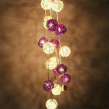 Purple and White Cane Wicker Rattan Ball Style - 2m Long Battery Powered fairy lights xmas birthday party event table centrepiece decor