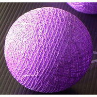 Purple Lilac Lavender Cotton Ball Mix, 5cm Balls - 2 metre Long Battery Powered Wire String -   girls bedroom party event night lights