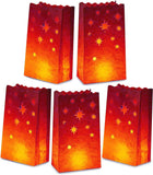 10 Pack Red STAR Luminary Bags - Wedding, Reception, Christmas, and Party Décor - Paper Candle Bag - Blank Luminaria - Holiday Candle Lantern