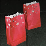 10 Pack Red STAR Luminary Bags - Wedding, Reception, Christmas, and Party Décor - Paper Candle Bag - Blank Luminaria - Holiday Candle Lantern