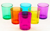 Rainbow 6 Shot Glass Tealight Holder Pack - Mardis Gras Wedding Event - 6.5cm High - Party Decoration Homeware
