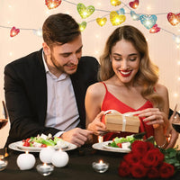 Multi Mix Coloured Heart Rattan Decorative Party Wedding LED Lights - 10 metre long with 100 bulb/hearts