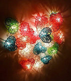 Multi Mix Coloured Heart Rattan Decorative Party Wedding LED Lights - 10 metre long with 100 bulb/hearts