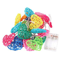 Multi Mix Coloured Heart Rattan Decorative Party Wedding LED Lights - 10 metre long with 100 bulb/hearts