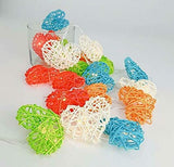 Multi Mix Coloured Heart Rattan Decorative Party Wedding LED Lights - 10 metre long with 100 bulb/hearts