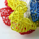 Multi Mix Coloured Heart Rattan Decorative Party Wedding LED Lights - 10 metre long with 100 bulb/hearts