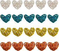 Multi Mix Coloured Heart Rattan Decorative Party Wedding LED Lights - 10 metre long with 100 bulb/hearts