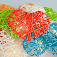 Multi Mix Coloured Heart Rattan Decorative Party Wedding LED Lights - 10 metre long with 100 bulb/hearts
