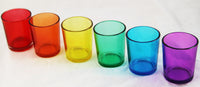 Rainbow 6 Shot Glass Tealight Holder Pack - Mardis Gras Wedding Event - 6.5cm High - Party Decoration Homeware