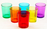 Rainbow 6 Shot Glass Tealight Holder Pack - Mardis Gras Wedding Event - 6.5cm High - Party Decoration Homeware