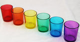 Rainbow 6 Shot Glass Tealight Holder Pack - Mardis Gras Wedding Event - 6.5cm High - Party Decoration Homeware